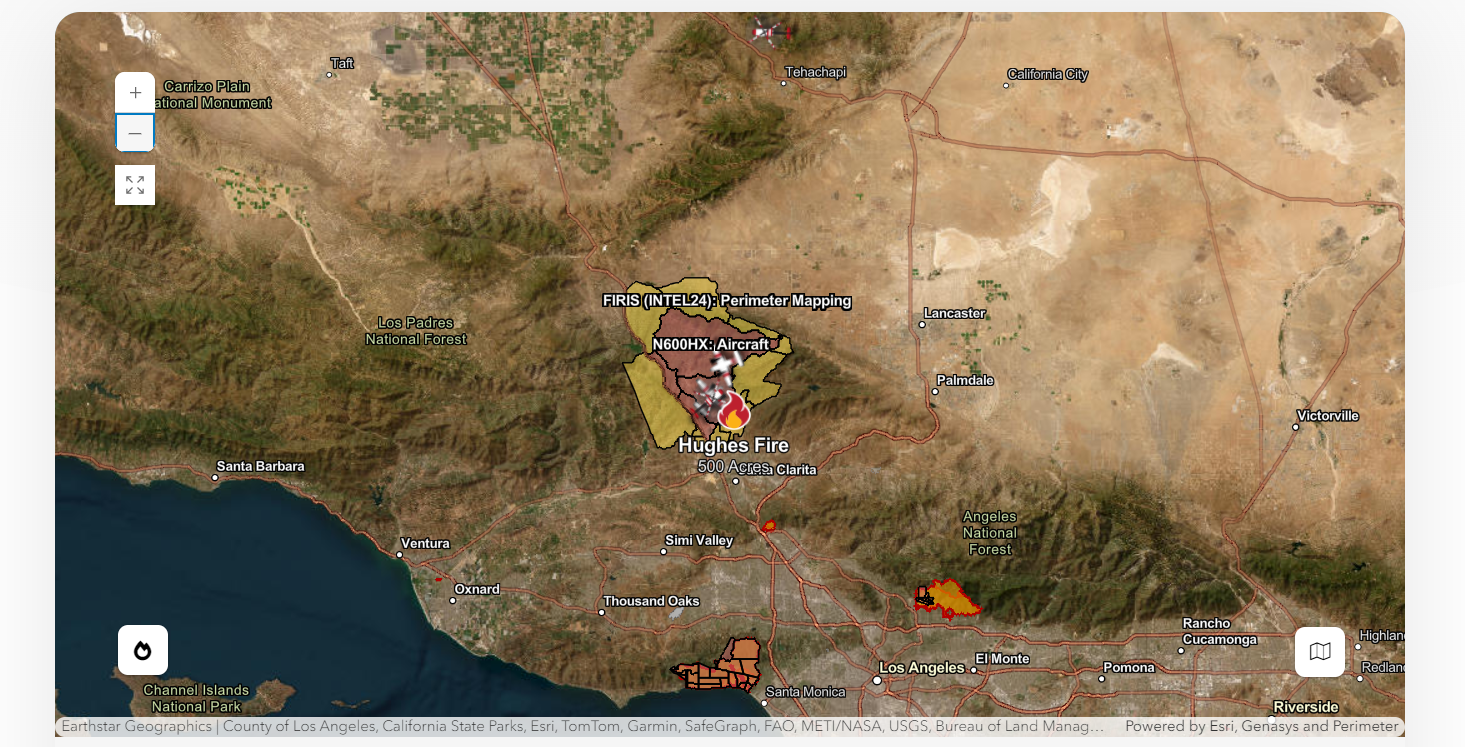 California Fire Map: Tracking The Hughes Fire And Evacuation Zones